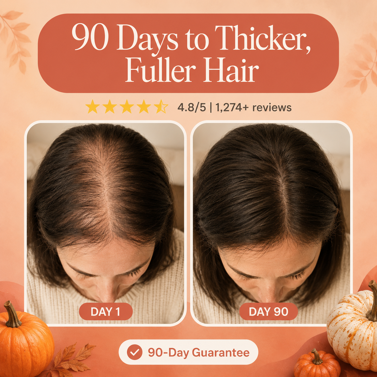 Beauty Dose 90-day top-view hair progress graphic