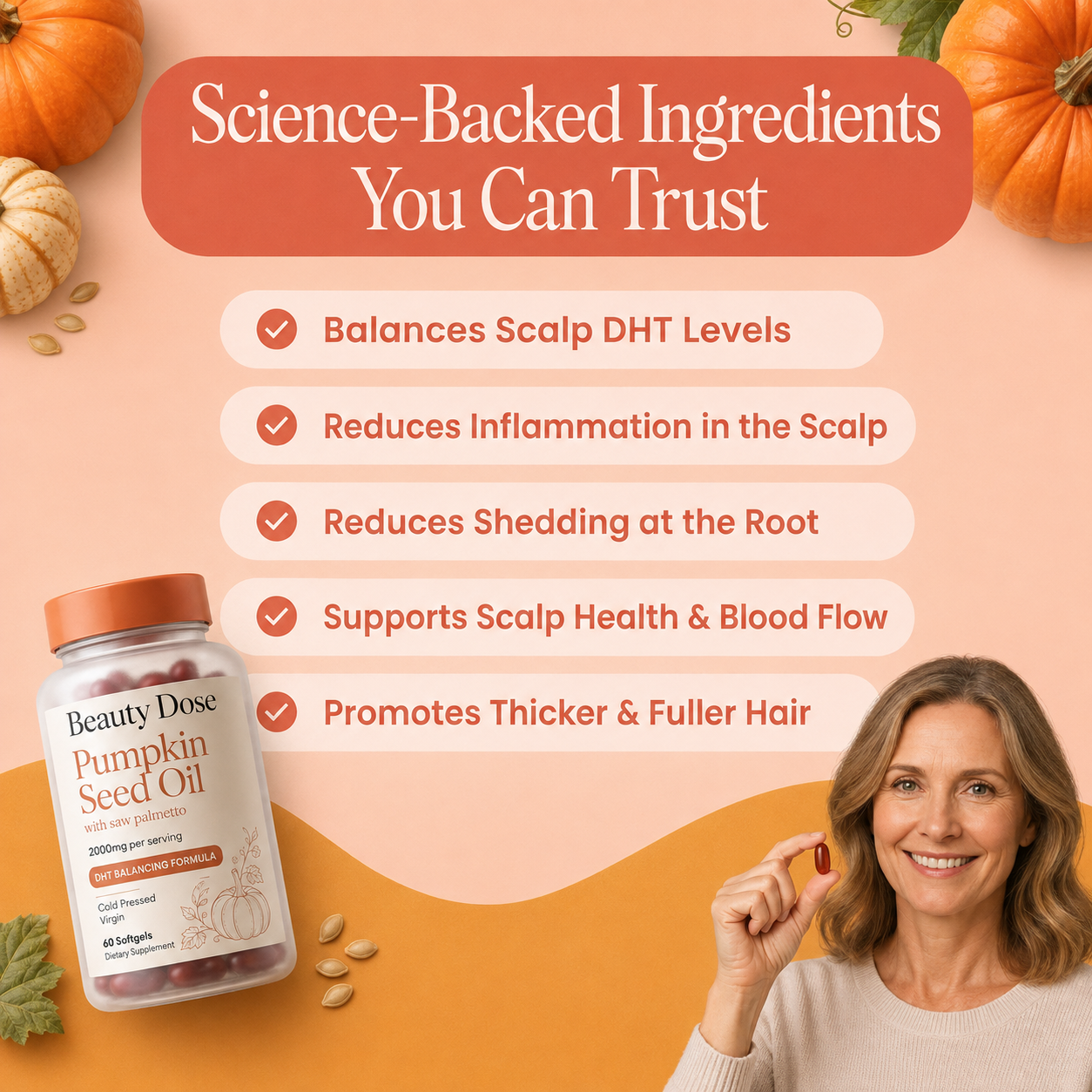 Beauty Dose Pumpkin Seed Oil and Saw Palmetto ingredient overview